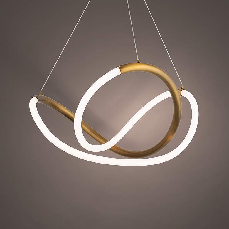 Image 5 WAC dweLED Solo 22 1/2" Wide Aged Brass LED Pendant Light more views