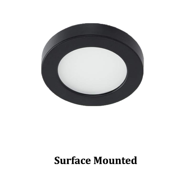 Image 1 WAC Edge Lit 3 inchW Round Black LED Button Under Cabinet Light