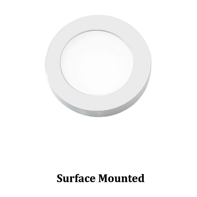Image 1 WAC Edge Lit 3"W Round White LED Button Under Cabinet Light