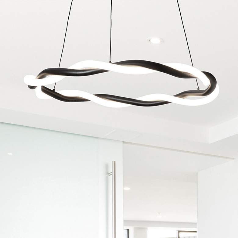 Image 1 WAC Escapade 28" Wide Modern Black LED Pendant Ring Light