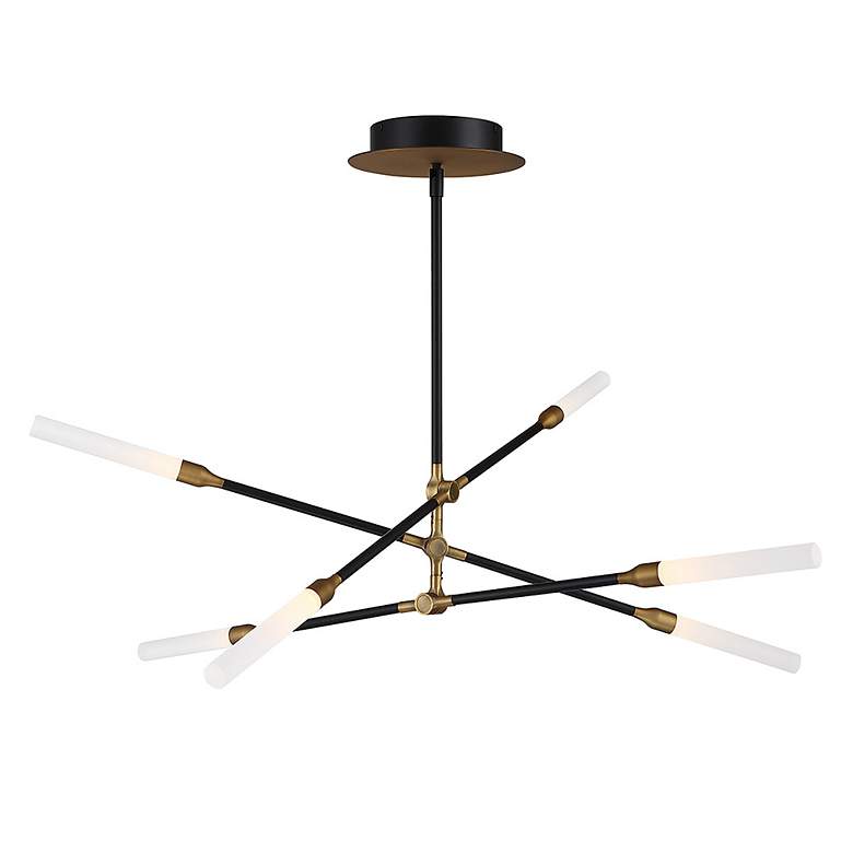 Image 2 WAC Houdini 36" Wide Black and Aged Brass LED Chandelier more views