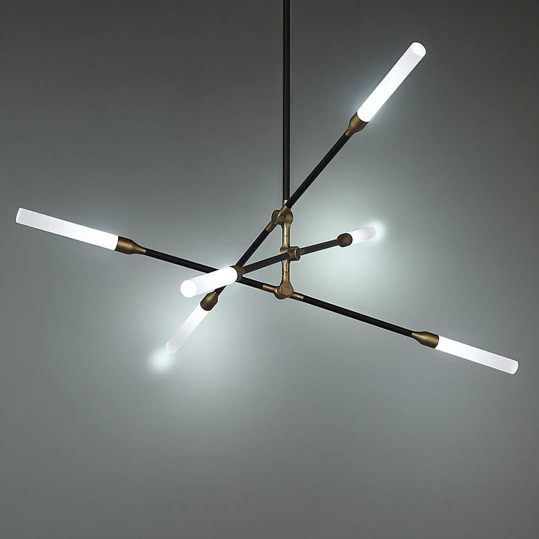 Image 4 WAC Houdini 36" Wide Black and Aged Brass LED Chandelier more views