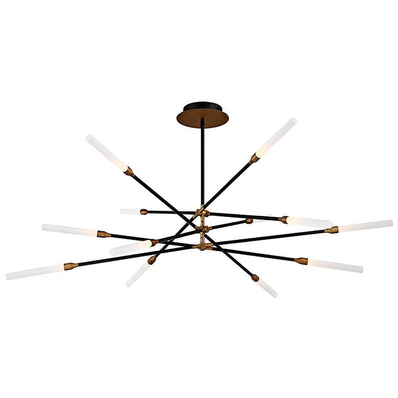 Image 2 WAC Houdini 55 1/4"W Black Aged Brass 12-Light LED Pendant