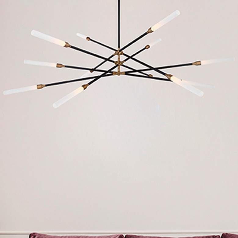 Image 1 WAC Houdini 55 1/4"W Black Aged Brass 12-Light LED Pendant