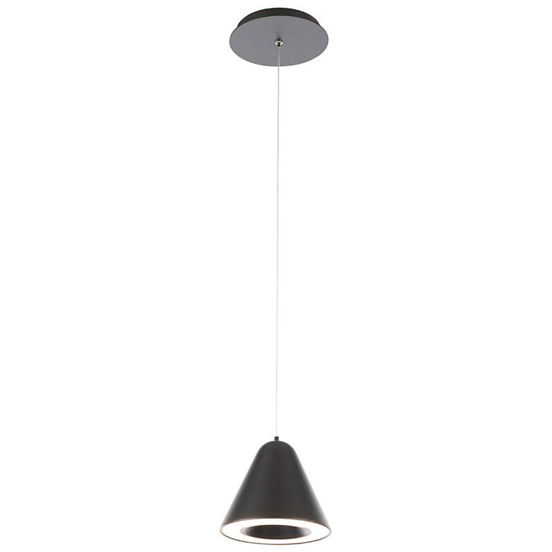 Image 2 WAC Kone 6 1/2" Wide Black LED Conical Mini Pendant