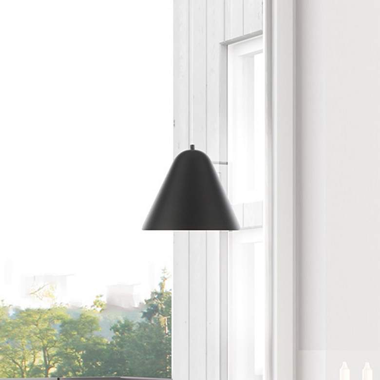 Image 1 WAC Kone 6 1/2" Wide Black LED Conical Mini Pendant