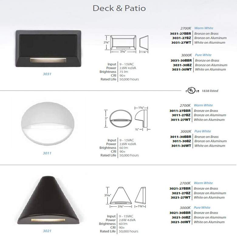 Image 2 WAC LEDme 3 inchW Bronze Round 3000K LED Deck and Patio Light more views