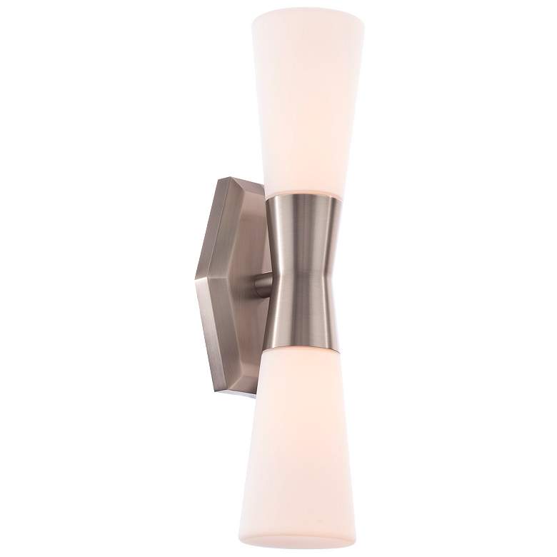 Image 2 WAC Locke 18 1/4"H Brushed Nickel 2-Light LED Wall Sconce
