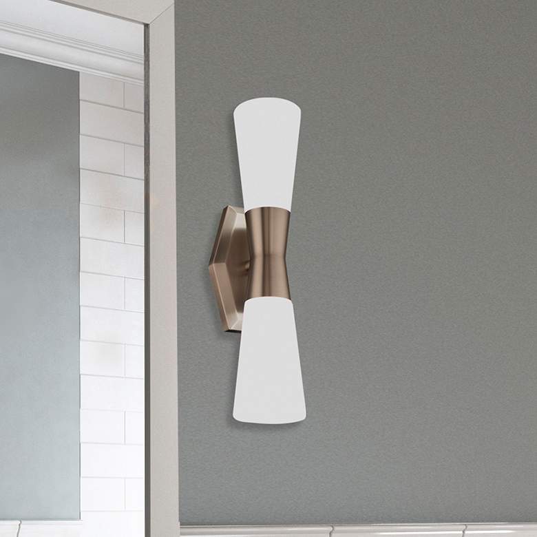 Image 1 WAC Locke 18 1/4"H Brushed Nickel 2-Light LED Wall Sconce