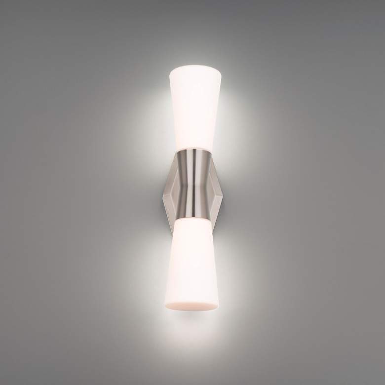 Image 5 WAC Locke 18 1/4"H Brushed Nickel 2-Light LED Wall Sconce more views