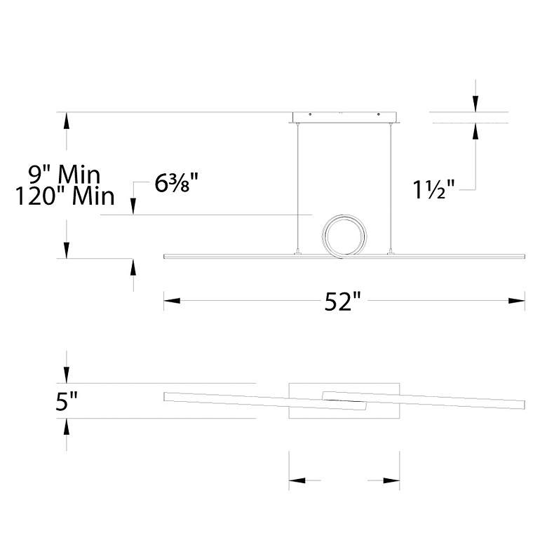 Image 3 WAC Loophole 52" Wide Black LED Linear Pendant Light more views