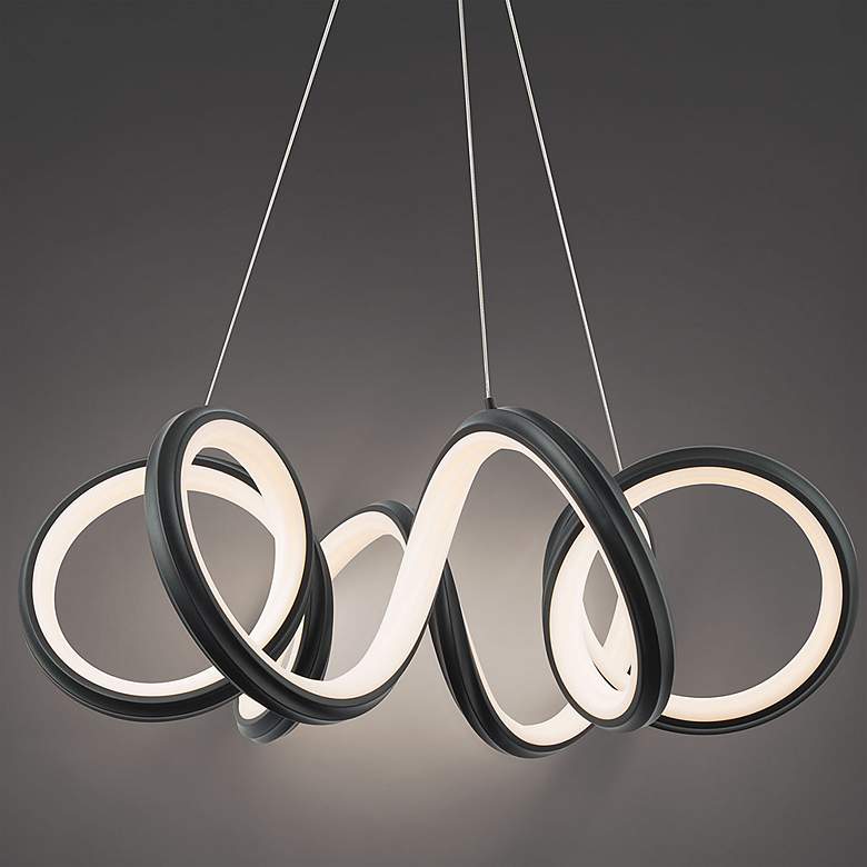 Image 1 WAC Mamba 26" Wide Black Metal Ribbon LED Pendant Light