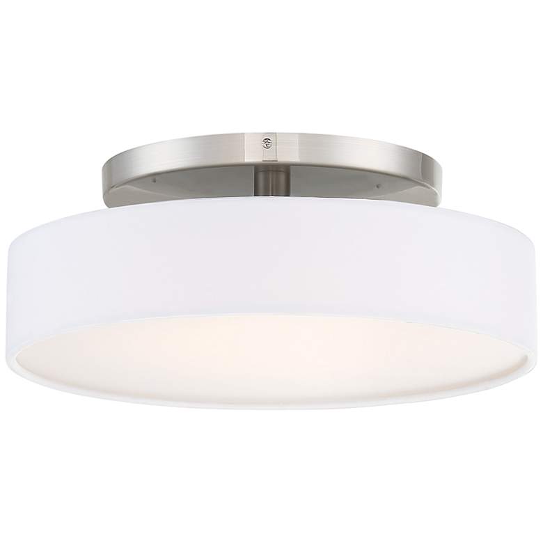 Image 2 WAC Manhattan 14" Wide Brushed Nickel Drum LED Ceiling Light