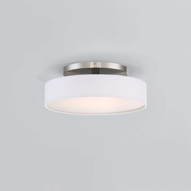 Image 1 WAC Manhattan 14" Wide Brushed Nickel Drum LED Ceiling Light