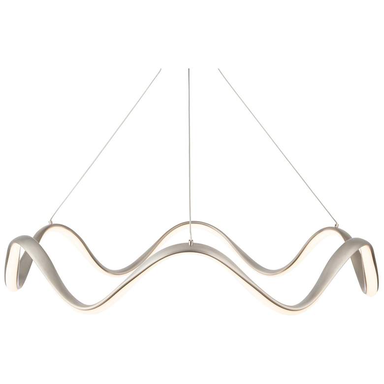 Image 1 WAC Morae 30" Wide Brushed Nickel Modern Wave Ring LED Pendant Light