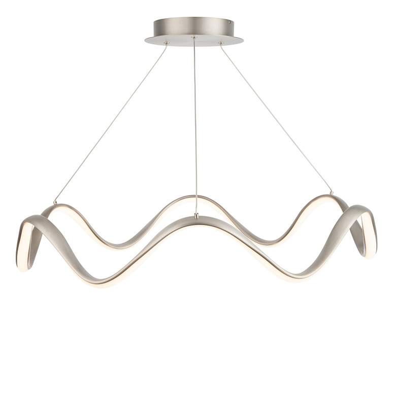 Image 2 WAC Morae 30" Wide Brushed Nickel Modern Wave Ring LED Pendant Light more views
