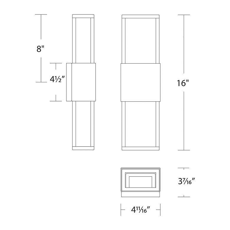Image 4 WAC Nightvision 16" High 2-Light Black Rectangle Outdoor Wall Light more views