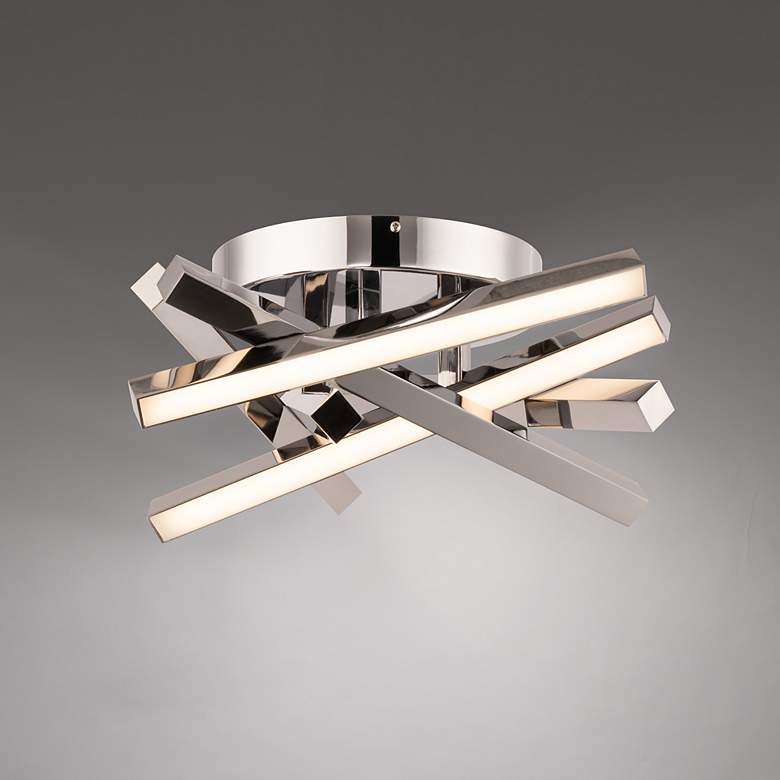 Image 1 WAC Parallax 16" Wide Chrome 3500K LED Ceiling Light
