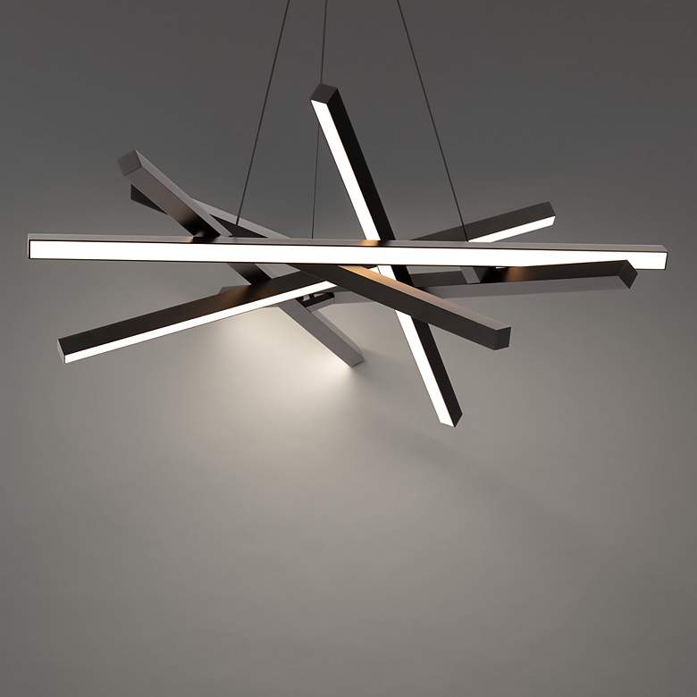 Image 4 WAC Parallax 32" Wide 6-Light Black Modern Geometric LED Pendant more views