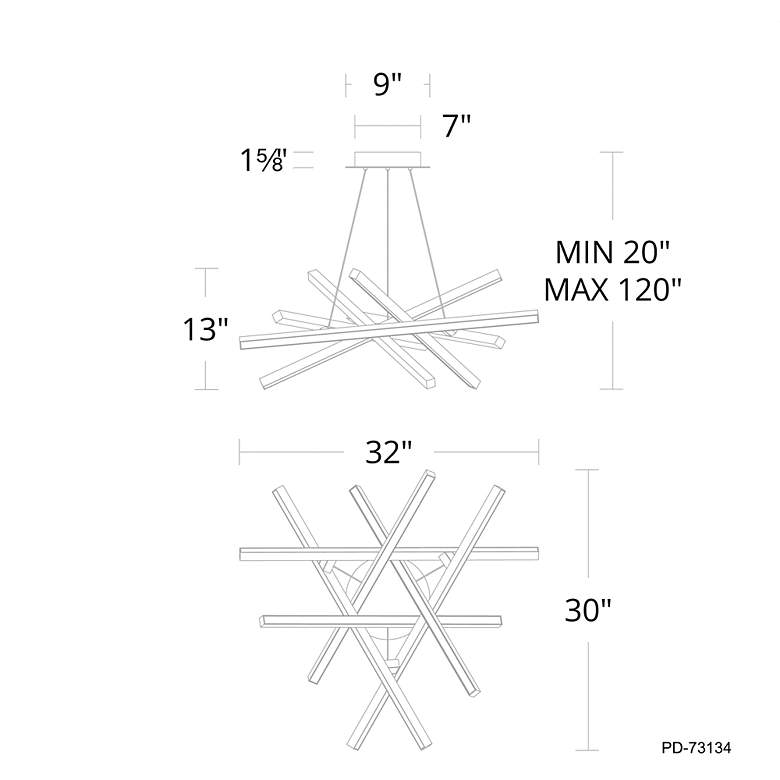 Image 5 WAC Parallax 32" Wide 6-Light Black Modern Geometric LED Pendant more views