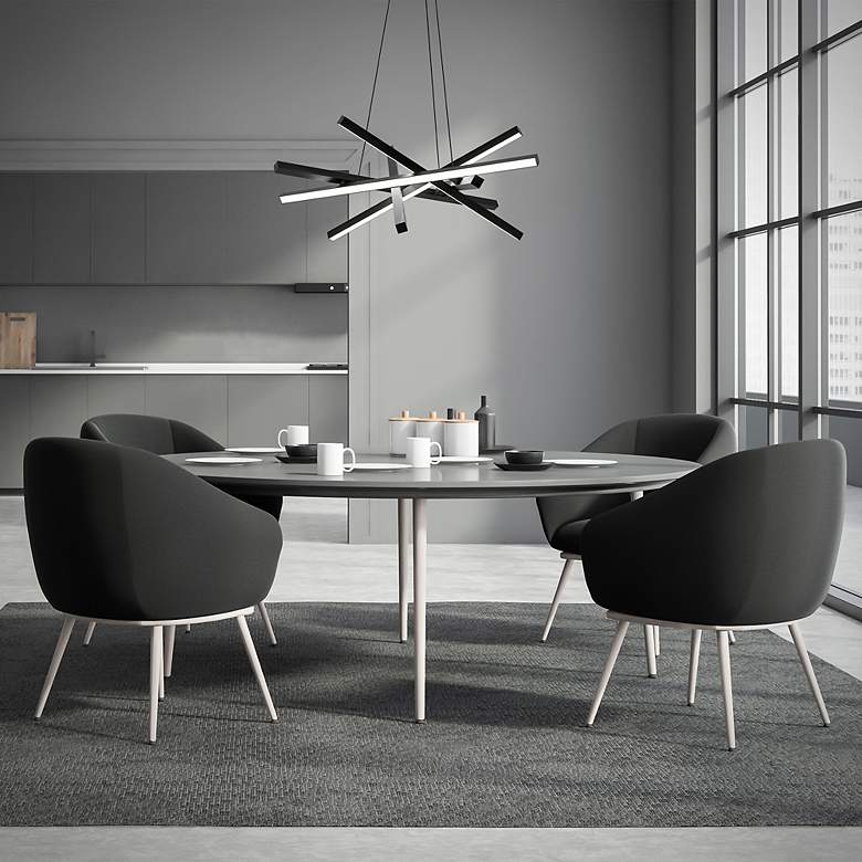 Image 6 WAC Parallax 32" Wide 6-Light Black Modern Geometric LED Pendant more views