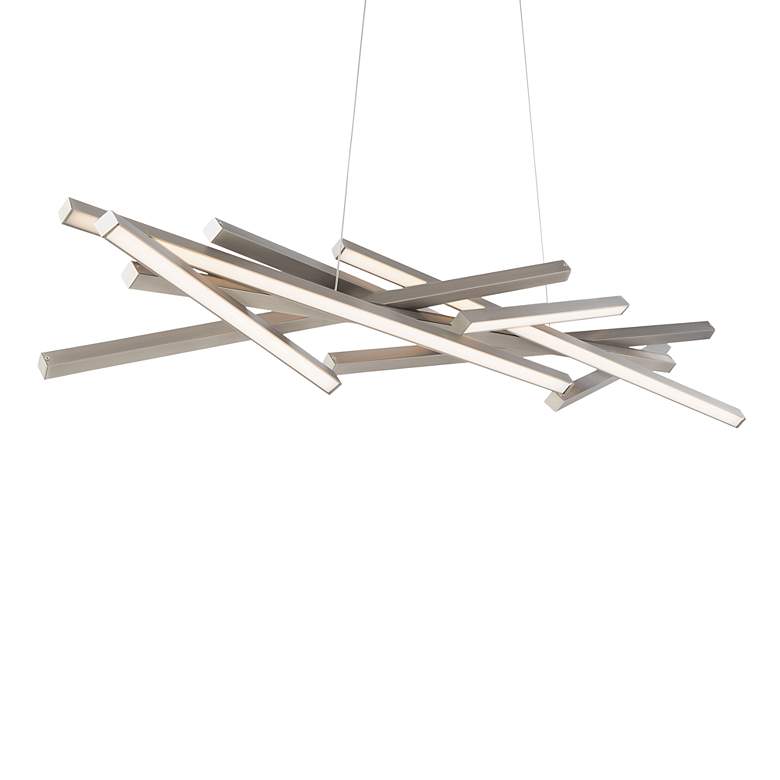 Image 1 WAC Parallax 55" Brushed Nickel Modern LED Linear Pendant Light