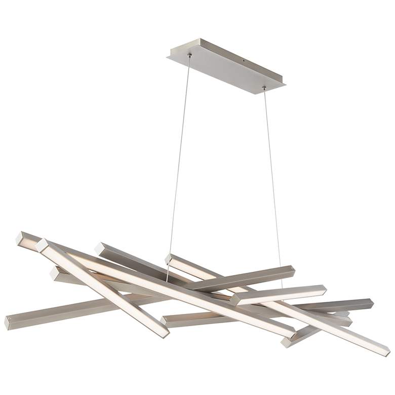 Image 2 WAC Parallax 55" Brushed Nickel Modern LED Linear Pendant Light more views