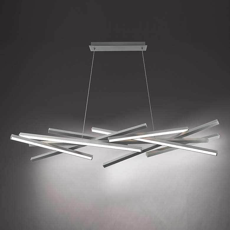 Image 3 WAC Parallax 55" Brushed Nickel Modern LED Linear Pendant Light more views