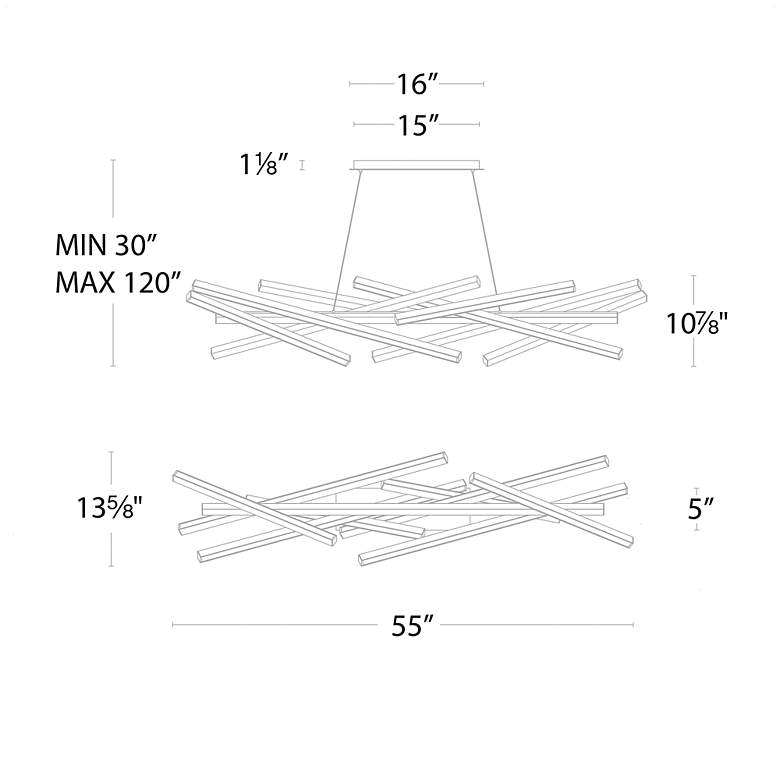 Image 4 WAC Parallax 55" Brushed Nickel Modern LED Linear Pendant Light more views