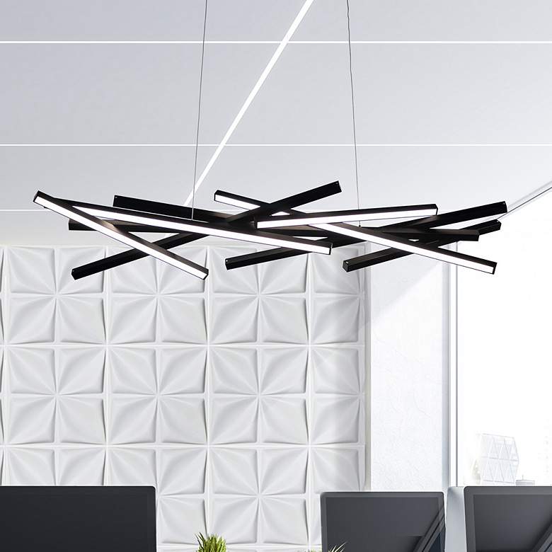 Image 2 WAC Parallax 55" Wide Black LED Linear Pendant