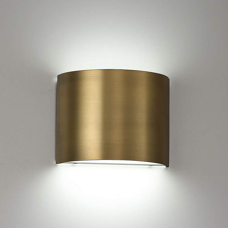 Image 1 WAC Pocket 5 1/2" High Aged Brass LED Wall Sconce