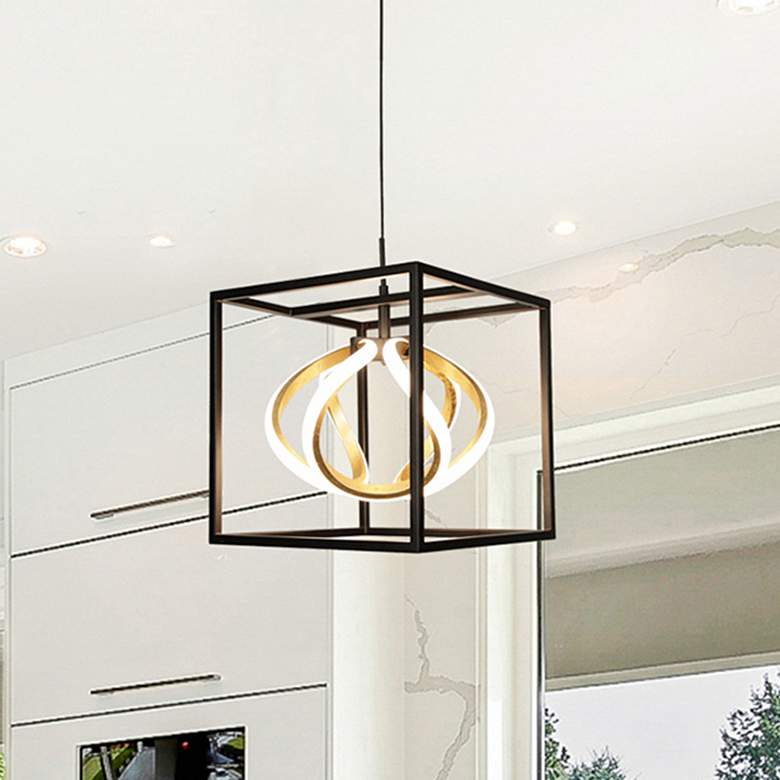 Image 1 WAC Sinclair 10 1/4" Wide Black Gold Leaf LED Mini Pendant