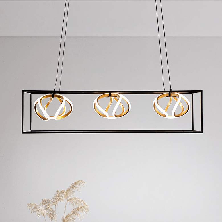 Image 2 WAC Sinclair 42 1/2" Wide Black 3-Light LED Linear Pendant