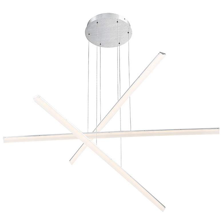 Image 1 WAC Stack 48" Wide 3-Light Brushed Aluminum Modern Linear Arm Pendant