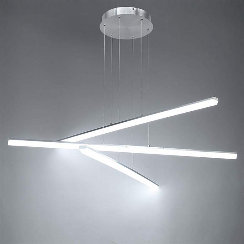 Image 2 WAC Stack 48" Wide 3-Light Brushed Aluminum Modern Linear Arm Pendant more views