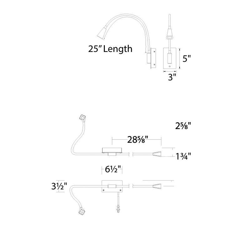 Image 4 WAC Stretch Black LED Swing Arm Wall Lamp more views