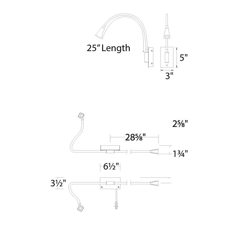 Image 3 WAC Stretch Titanium LED Swing Arm Wall Lamp more views