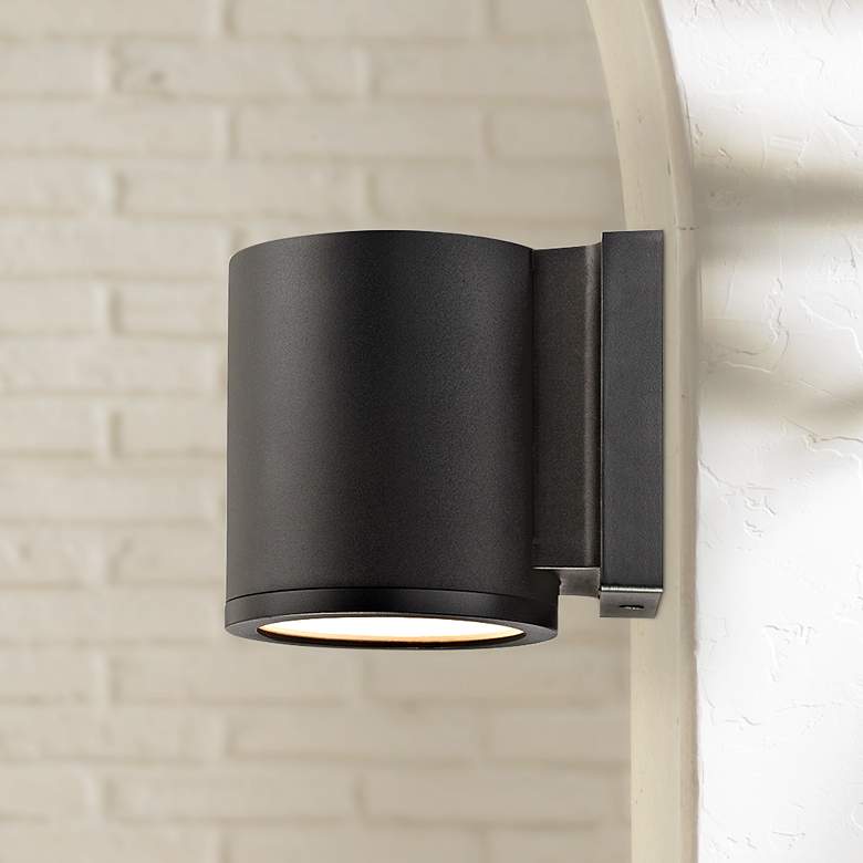 Image 1 WAC Tube 6" High Black Finish Dark Sky LED Outdoor Wall Light