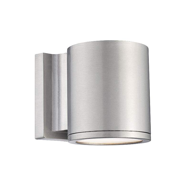 Image 1 WAC Tube 6" High Brushed Aluminum LED Outdoor Wall Light