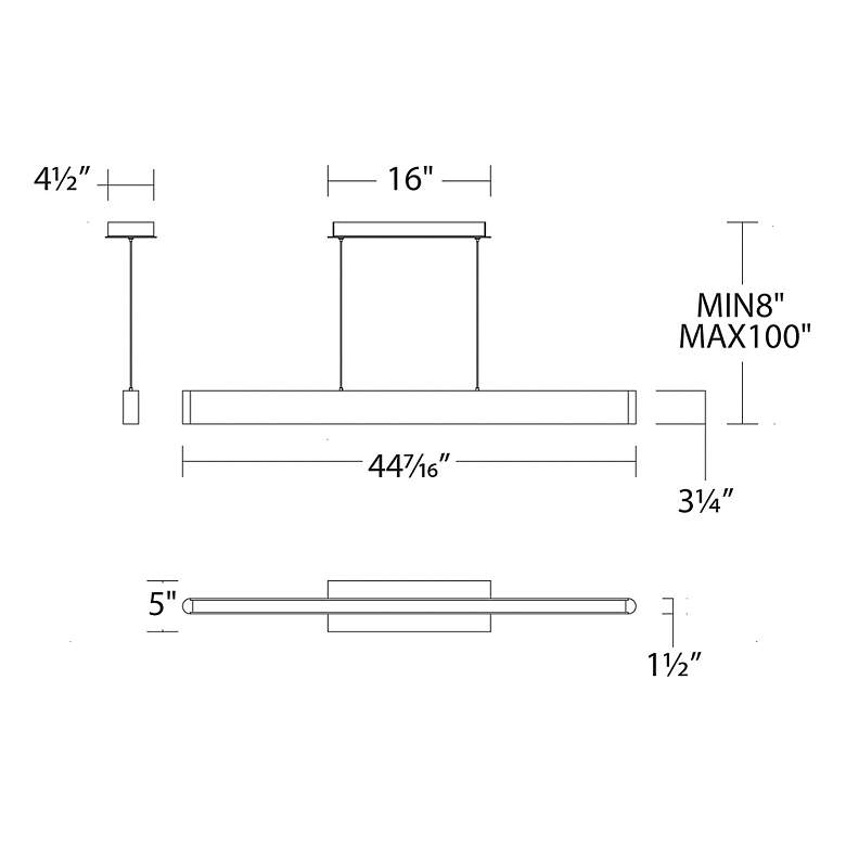 Image 7 WAC Volo 44 1/2" Wide Brushed Black LED Linear Pendant more views