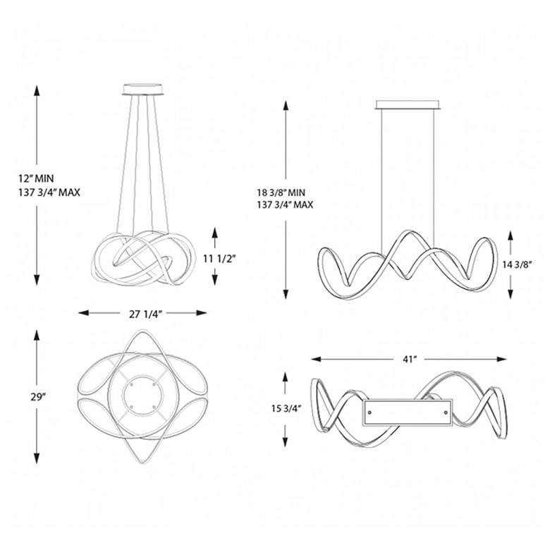 Image 3 WAC Vornado 41" Wide Chrome LED Pendant Light more views