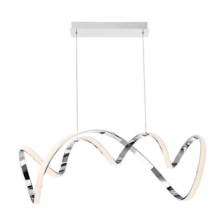 Image 1 WAC Vornado 41" Wide Modern Chrome LED Ribbon Pendant Chandelier
