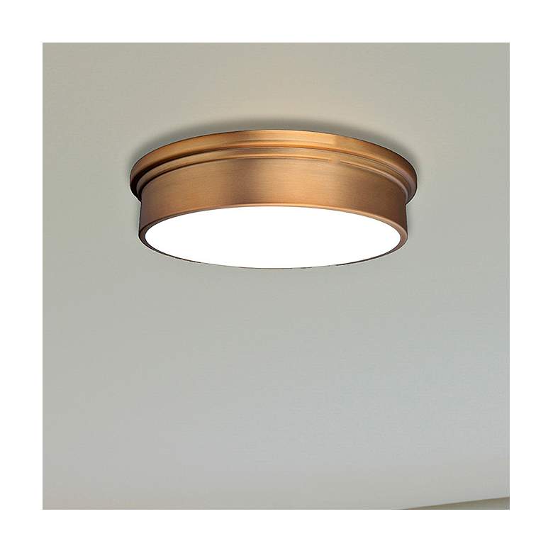 Image 2 WAC York 12" Wide Aged Brass LED Ceiling Light