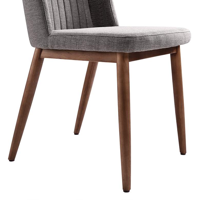 Image 4 Wade Mid-Century Dining Chair in Walnut Finish and Gray Fabric - Set of 2 more views