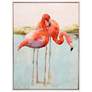 Wading Flamingo II 42" High Giclee Framed Canvas Wall Art in scene
