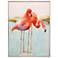 Wading Flamingo II 42" High Giclee Framed Canvas Wall Art