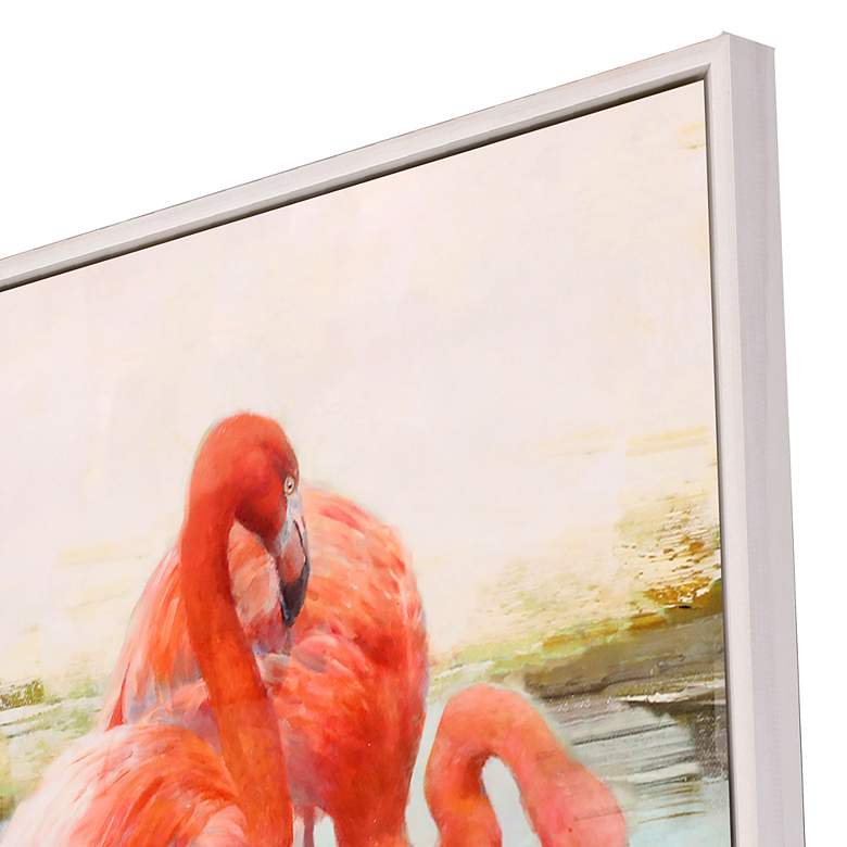 Image 3 Wading Flamingo II 42 inch High Giclee Framed Canvas Wall Art more views