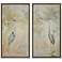 Wading Heron 22"W x 42"H Coastal Canvas Set of 2