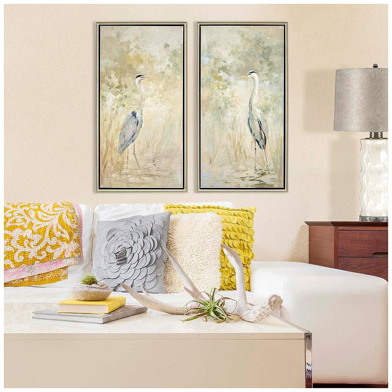 Image 2 Wading Heron 22"W x 42"H Coastal Canvas Set of 2 more views