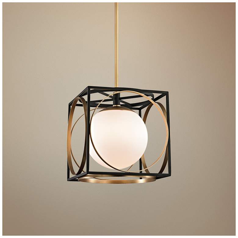 Image 1 Wadsworth 13 1/2 inch Wide Aged Brass and Black Pendant Light